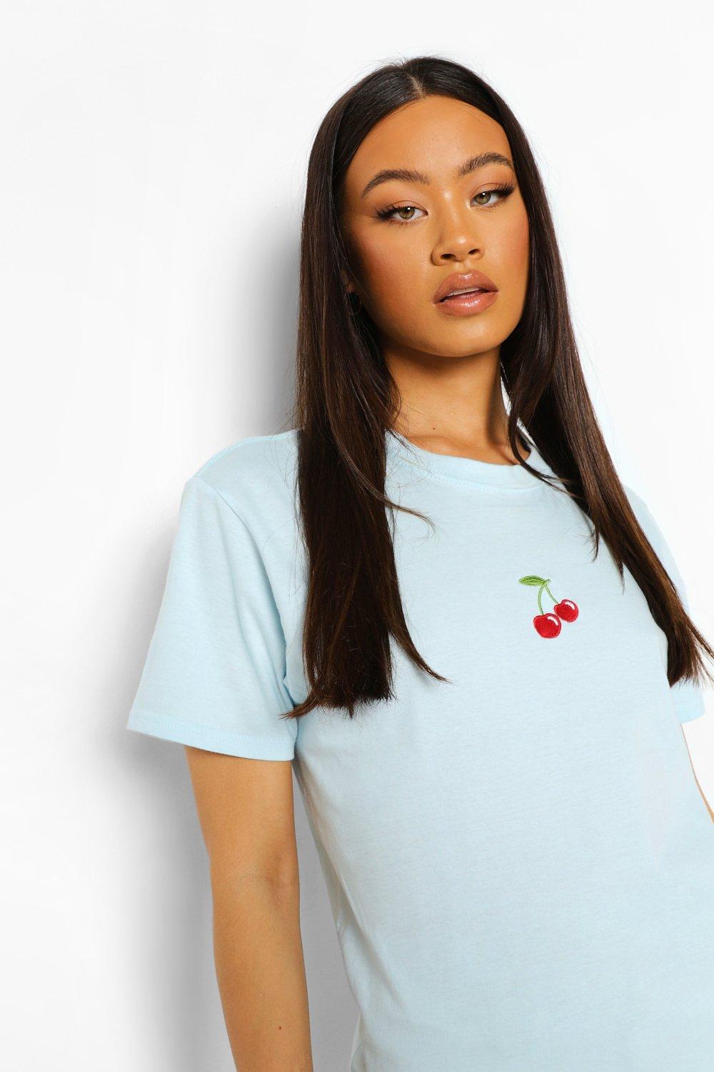 Cherry Embroidered T Shirt